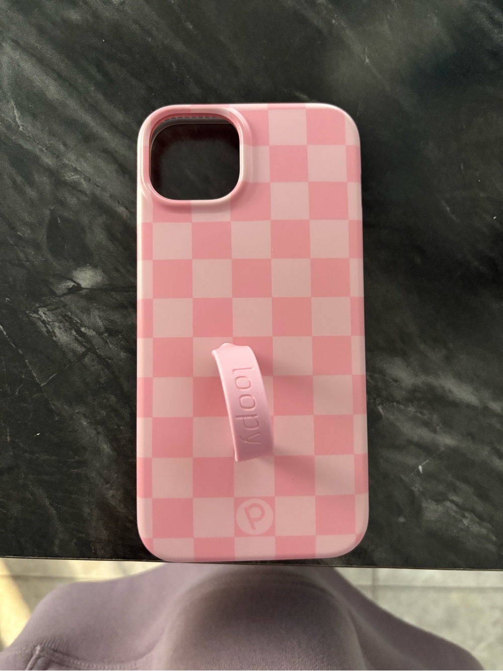 Loopy Case Pink Checkerboard Phone Case with Strap Grip